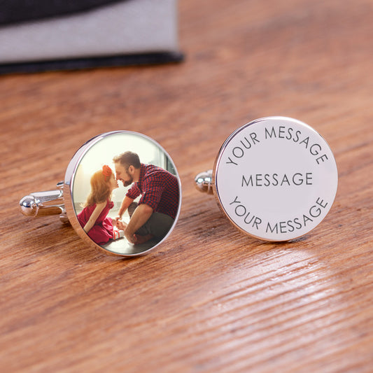 Personalised Photo Upload Cufflinks - Silver Finish