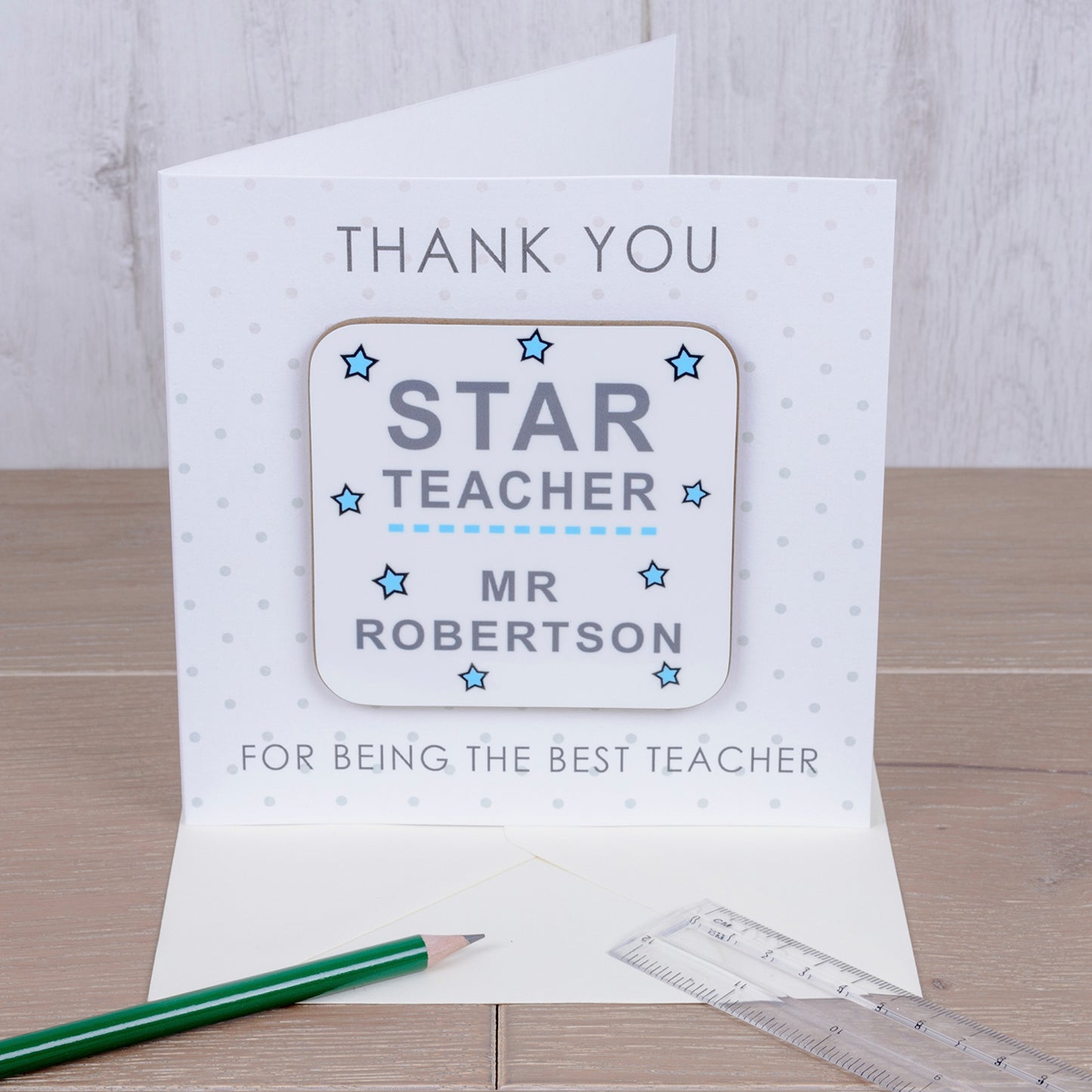 Star Teacher Personalised Coaster Card – Teacher Thank You Gift