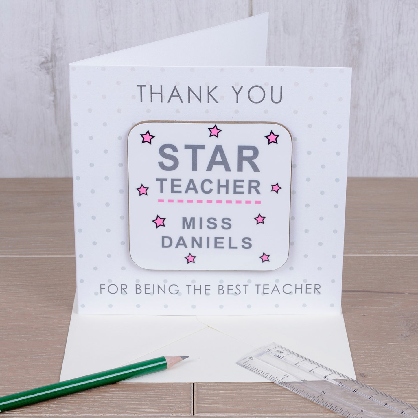 Star Teacher Personalised Coaster Card – Teacher Thank You Gift