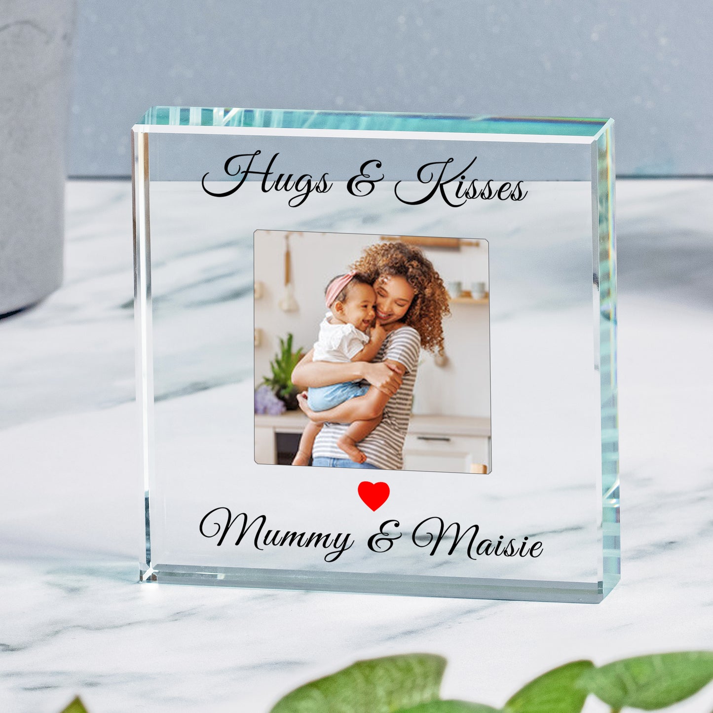 Personalised Hugs and Kisses Glass Token