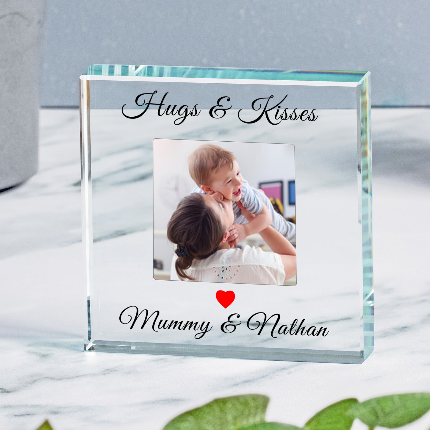 Personalised Hugs and Kisses Glass Token