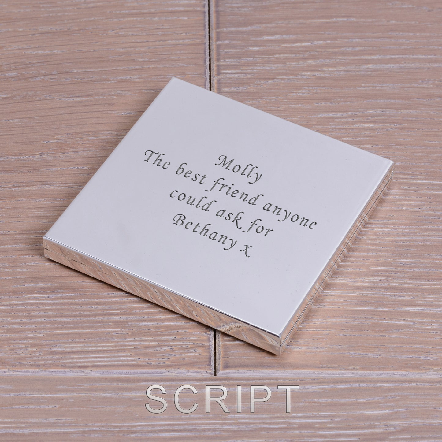 Personalised Compact Mirror - Silver Plated