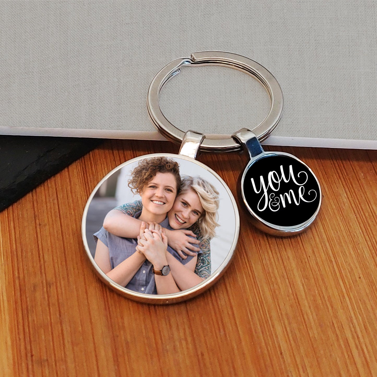 You & Me Charm Photo Upload Key Ring