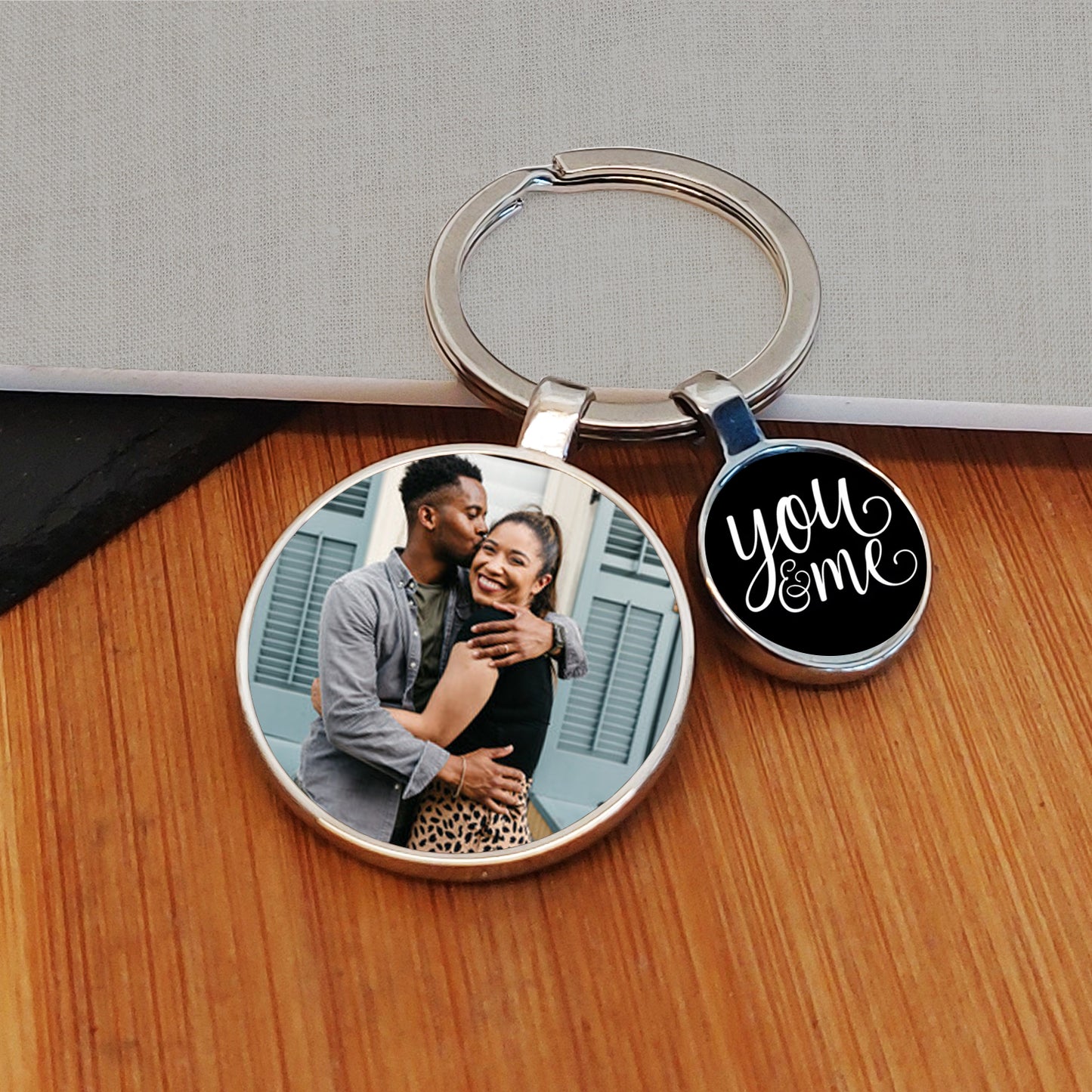 You & Me Charm Photo Upload Key Ring