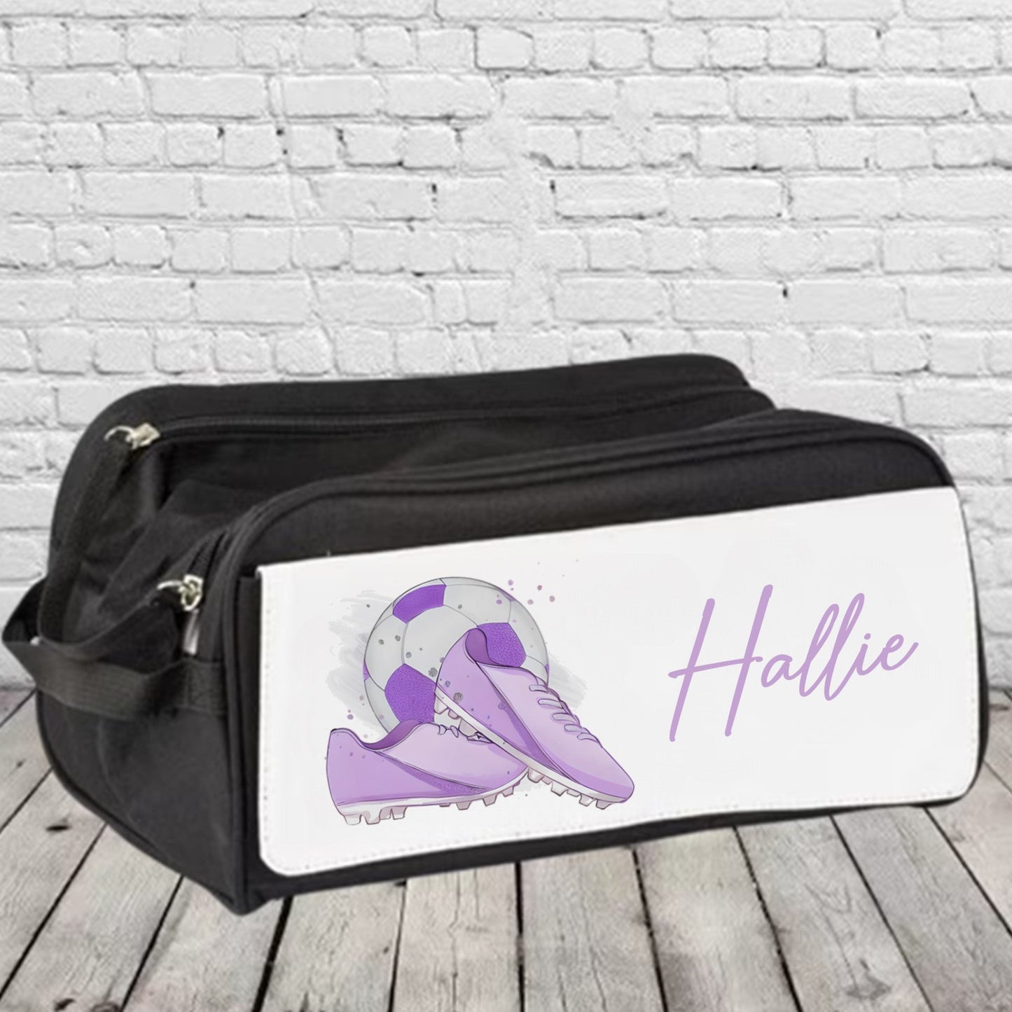 Personalised lilac girl's football boot bag