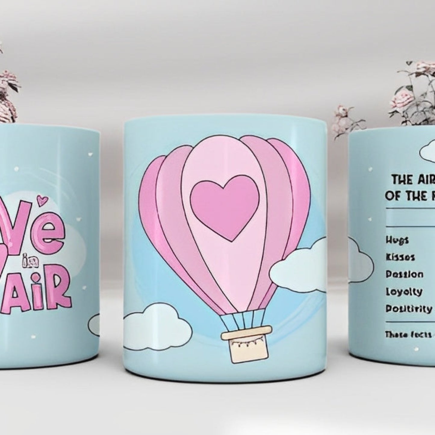 Cute love is in the air Valentines mug, Valentines' Day gift,gift for girlfriend, present for my boyfriend, hot air balloon mug