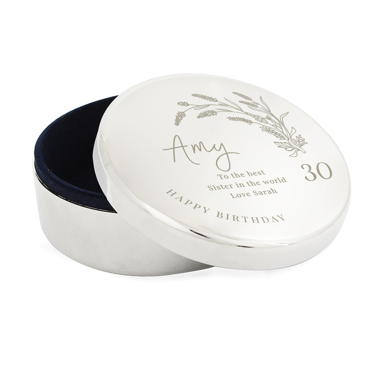 Personalised Birthday Round Trinket Box