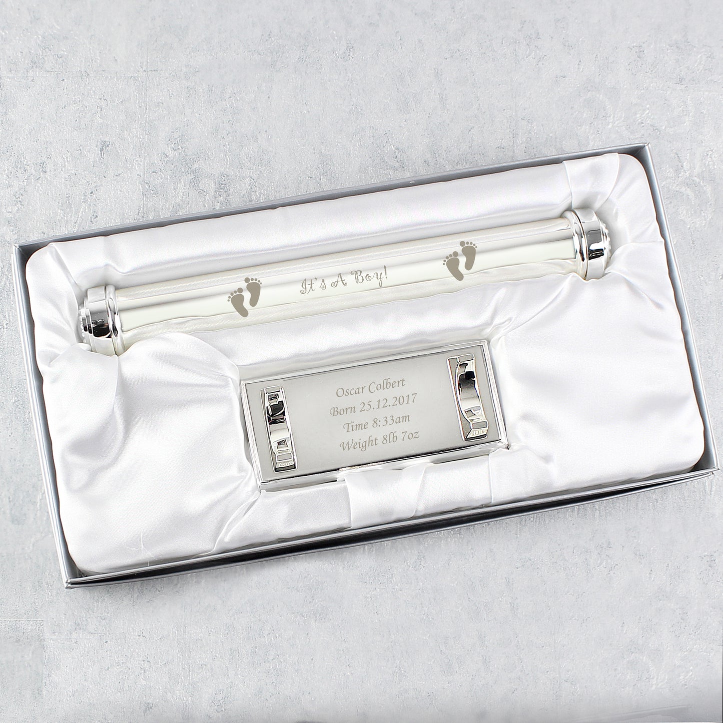 Personalised Its A Boy Silver Plated Certificate Holder