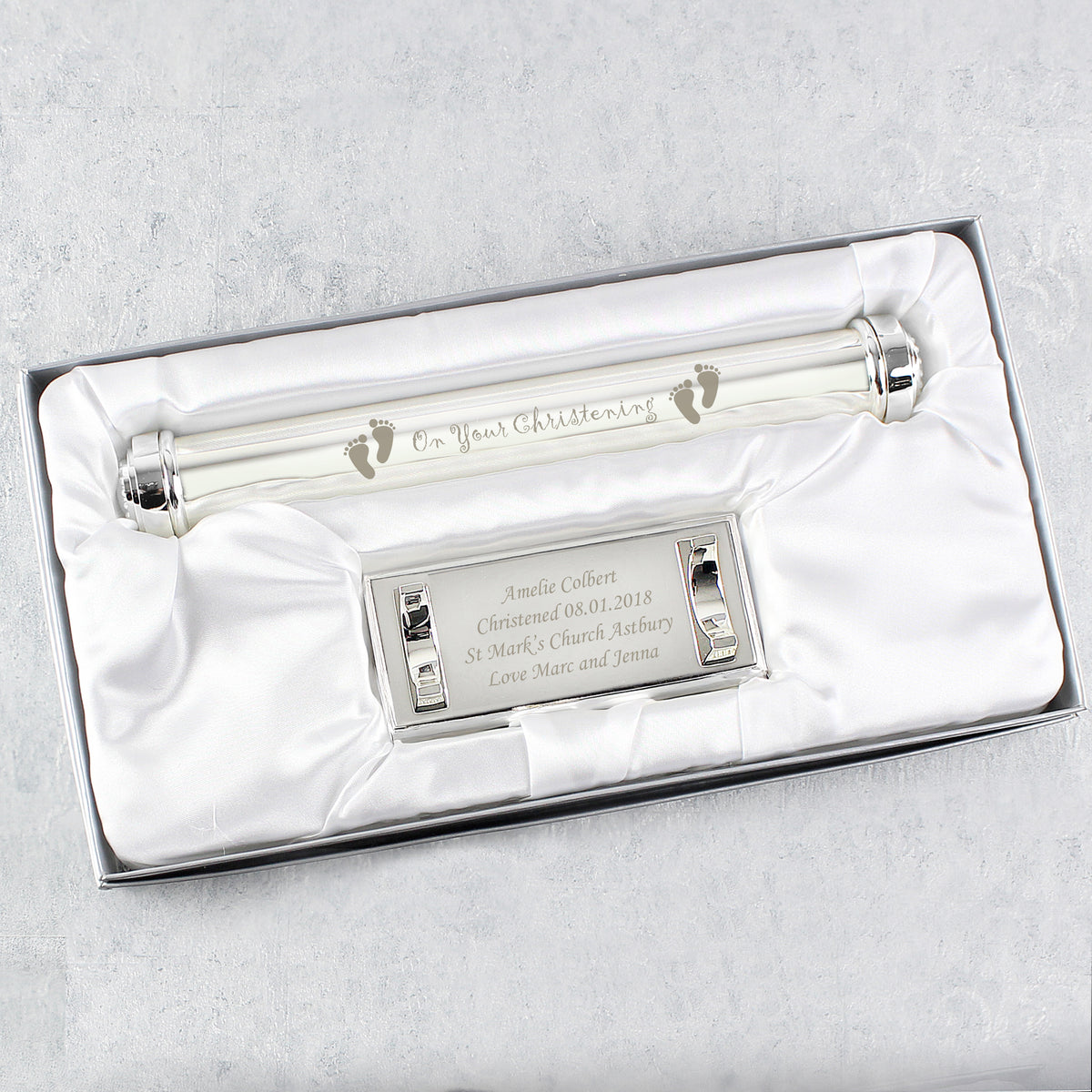 Personalised Christening Silver Plated Certificate Holder