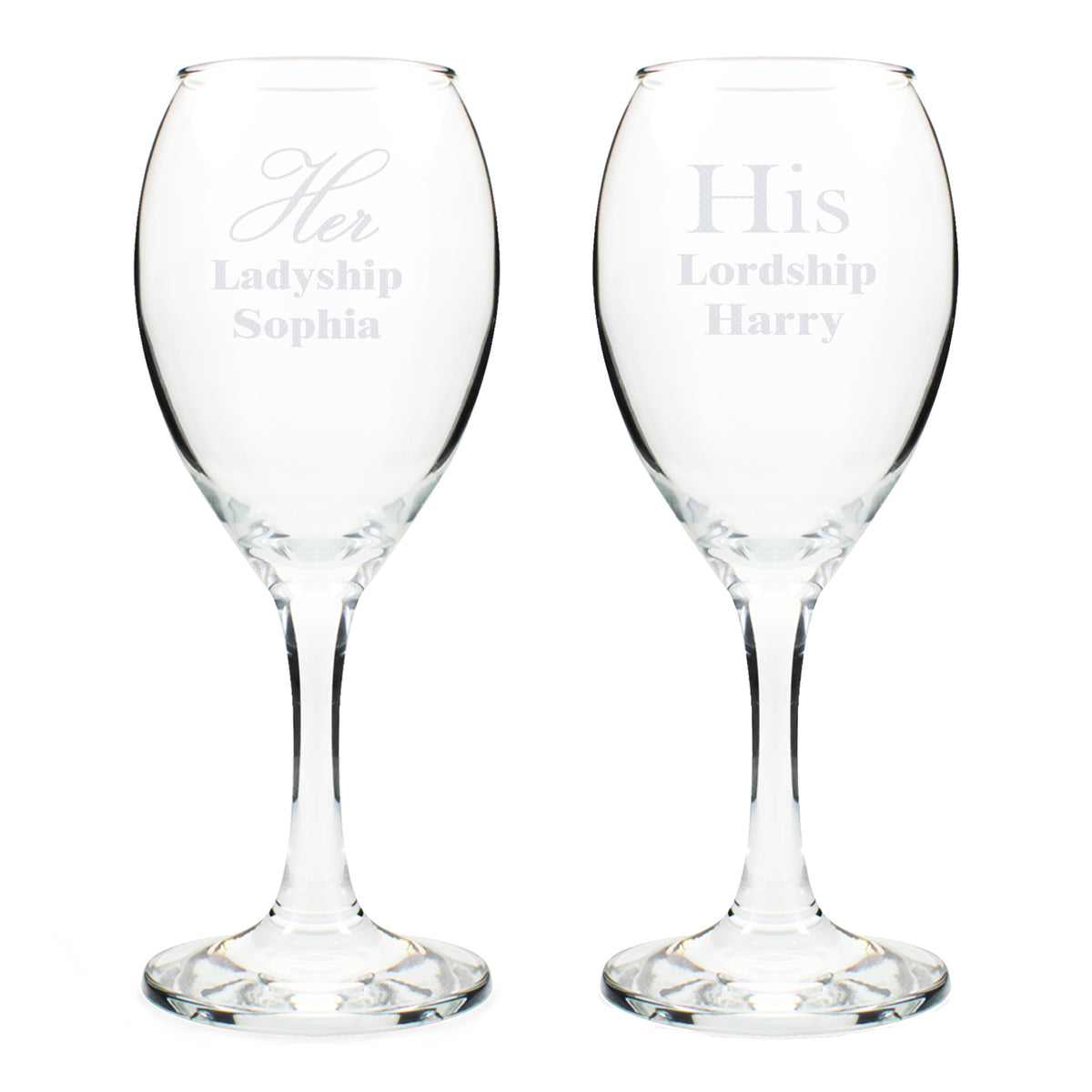 Personalised His & Her Wine Glass Set