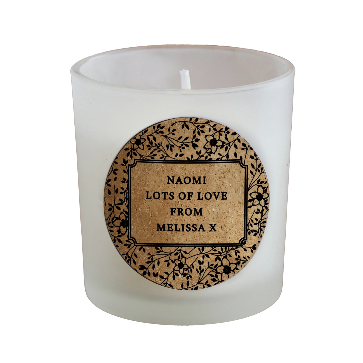 Personalised Floral Cork Label Candle Jar