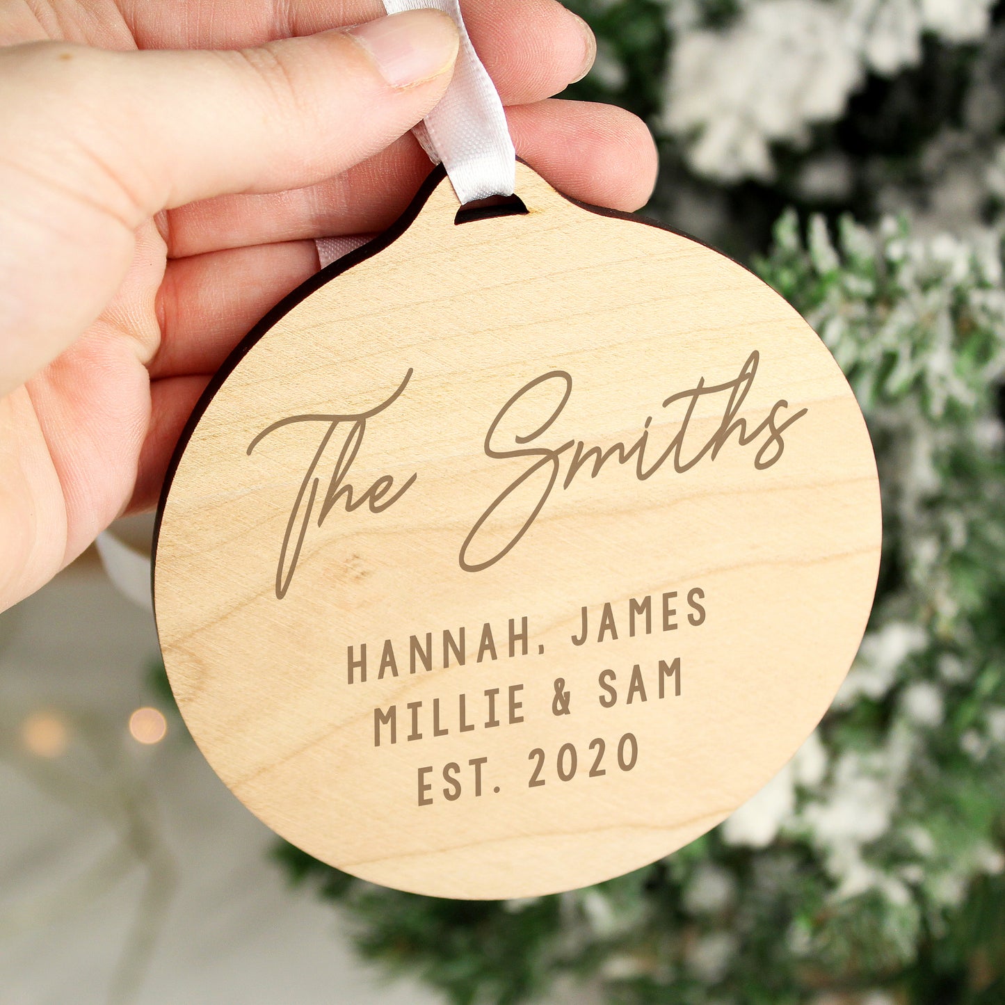 Personalised Free Text Round Wooden Decoration