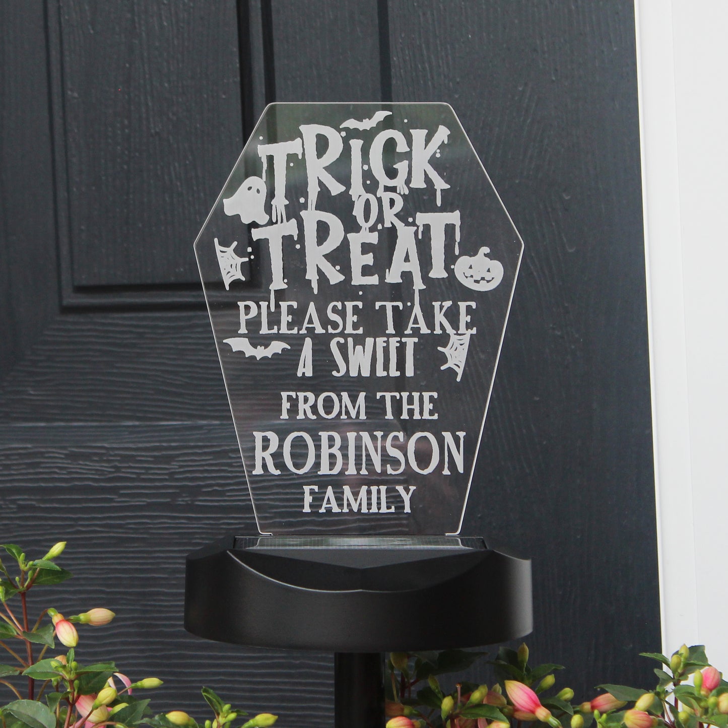 Personalised Trick or Treat Halloween Solar Light - Custom Outdoor Decor