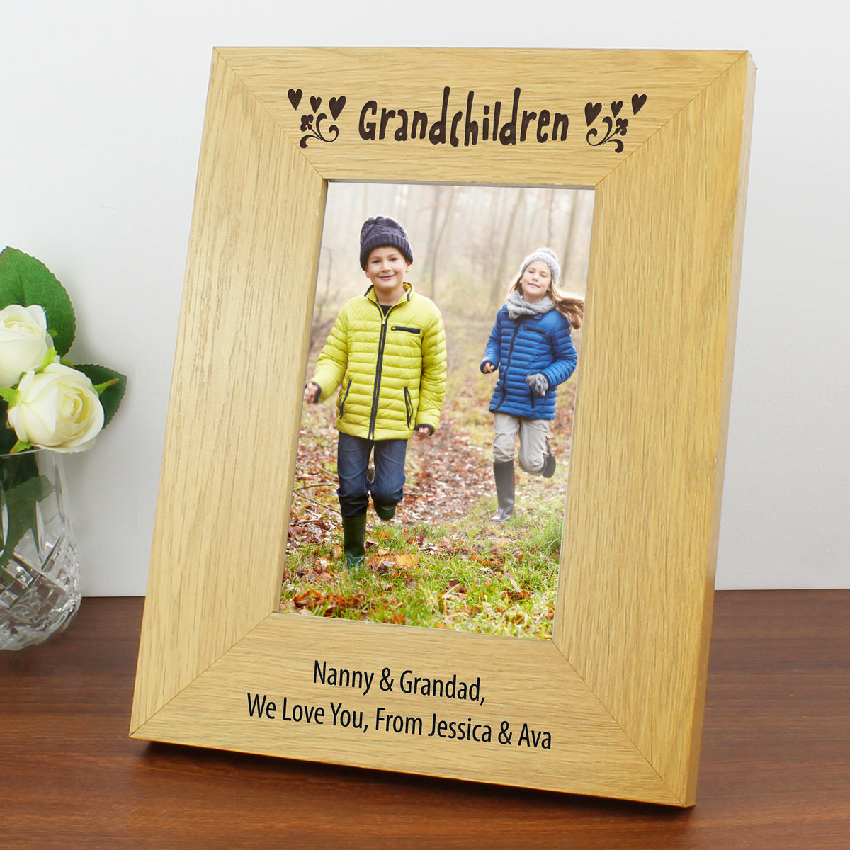 Personalised Oak Finish 6x4 Grandchildren Photo Frame