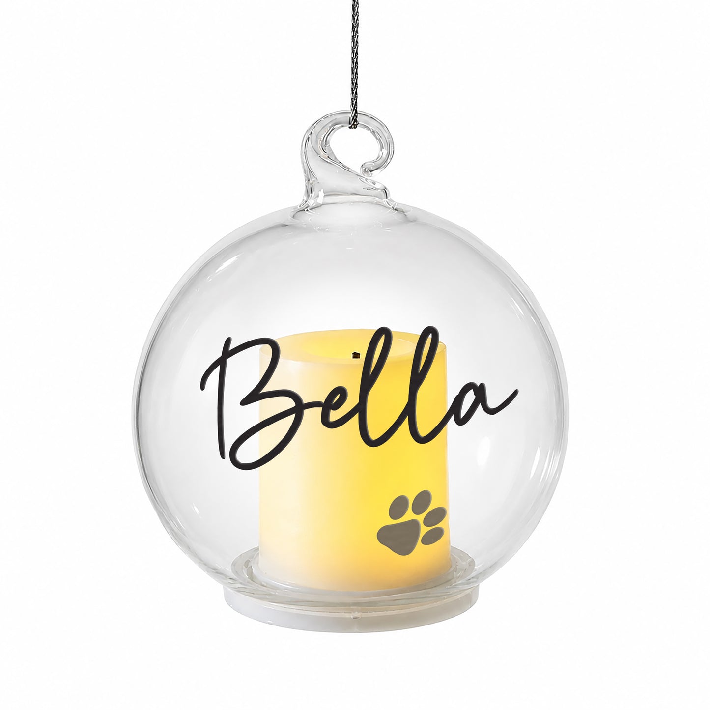Personalised Pawprint Memorial LED Candle Bauble