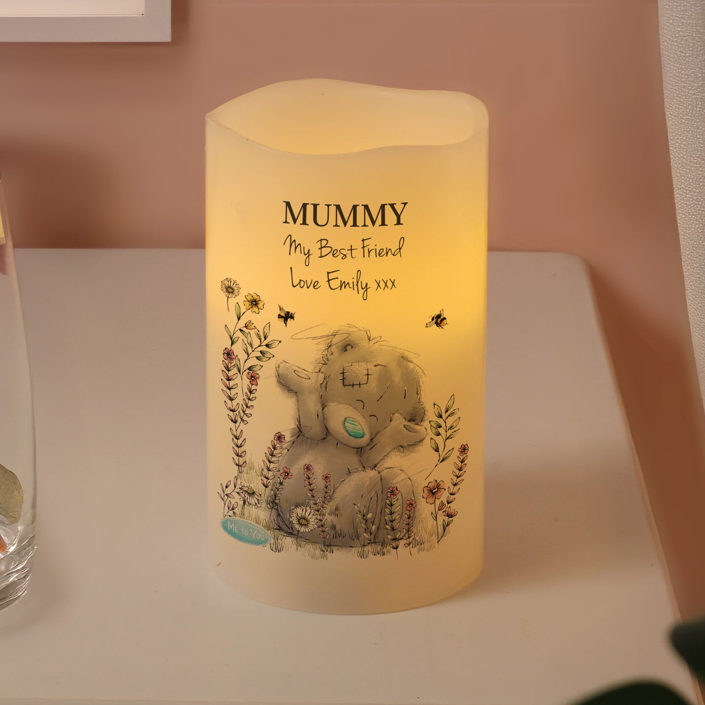 Personalised Me to You Floral LED Candle