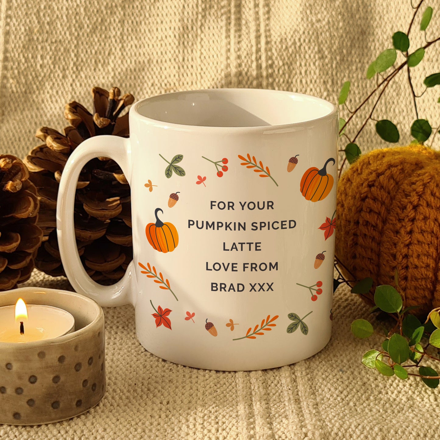 Personalised Pumpkin Mug – Custom Name & Message Gift