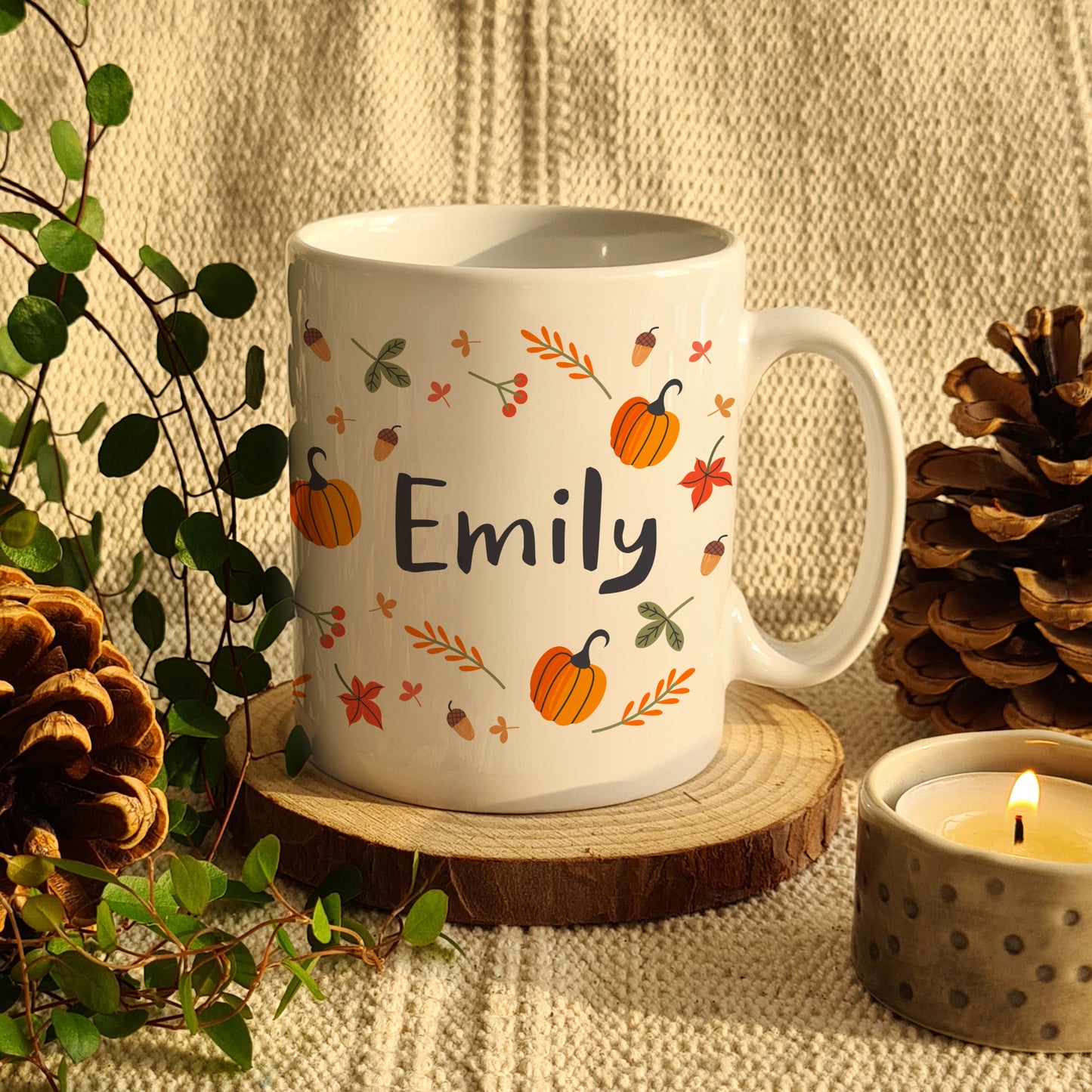 Personalised Pumpkin Mug – Custom Name & Message Gift