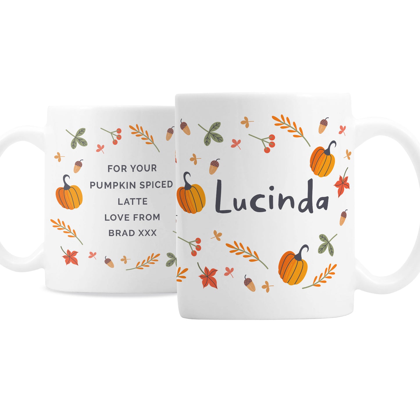 Personalised Pumpkin Mug – Custom Name & Message Gift