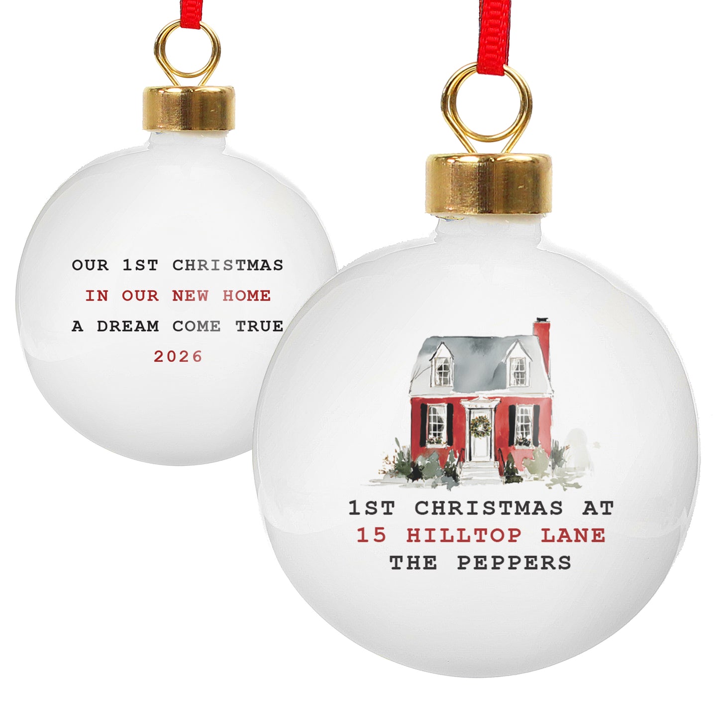 Personalised Water Colour House Ceramic Bauble
