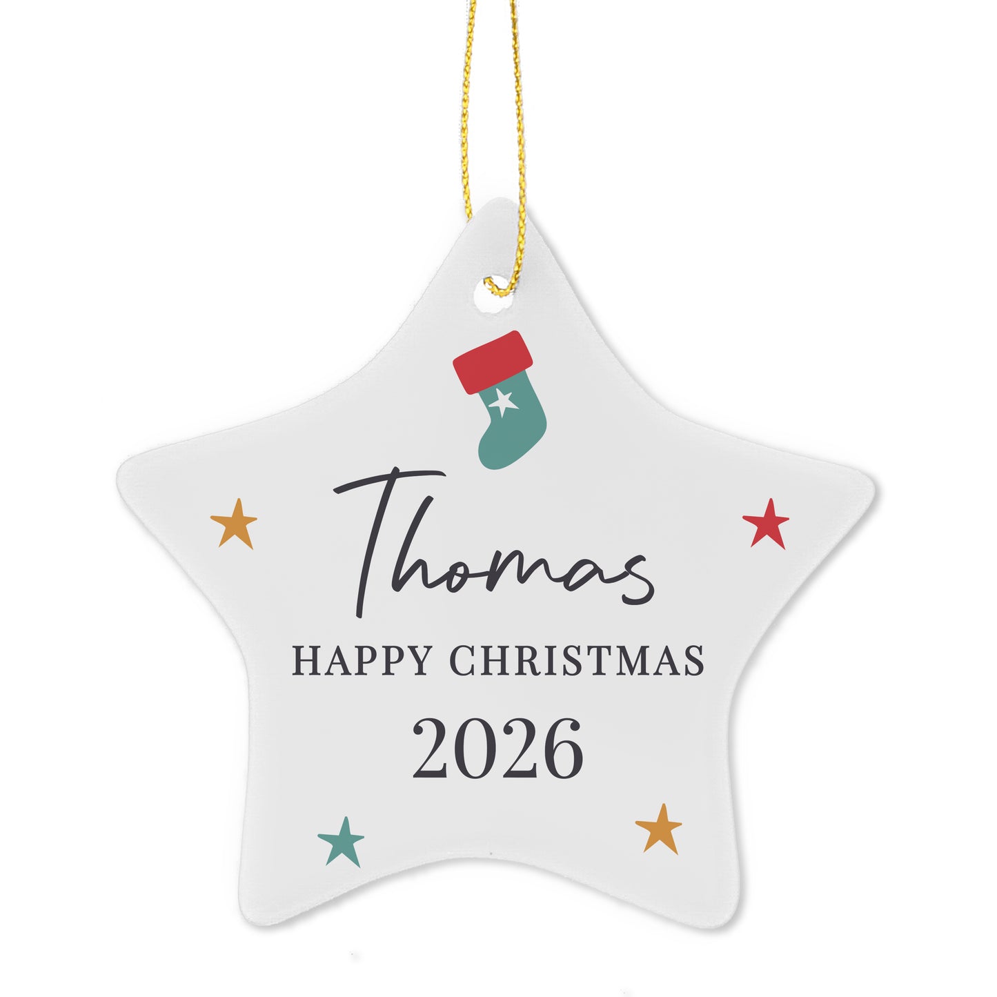 Personalised Christmas Ceramic Star Decoration