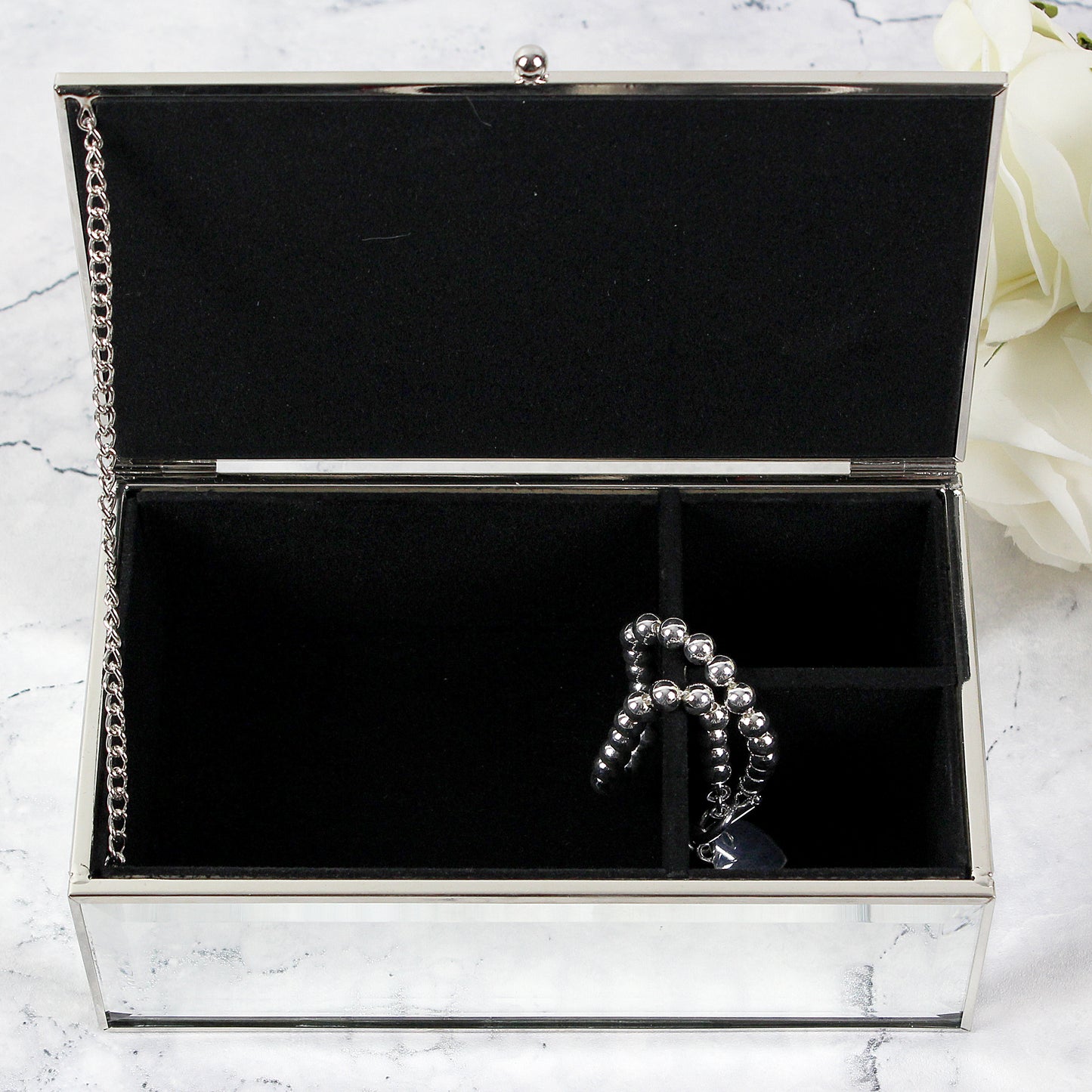 Personalised Floral Mirrored Jewellery Box
