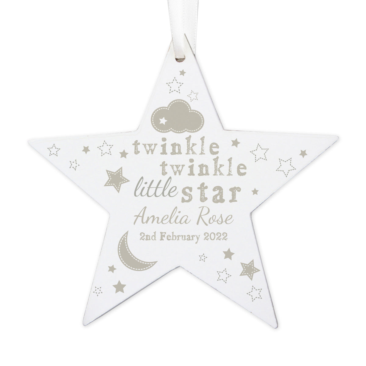 Personalised Twinkle Twinkle Wooden Star Decoration