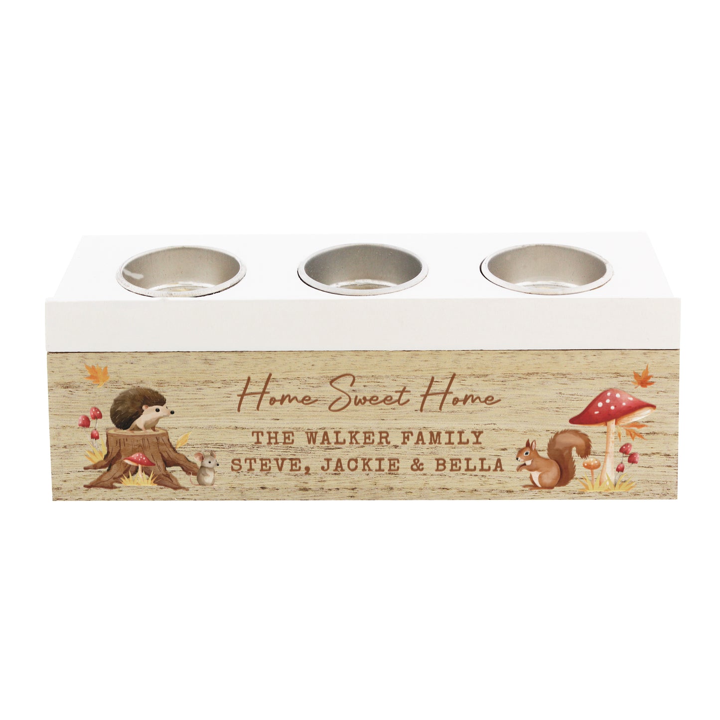 Personalised Autumn Triple Tea Light Box