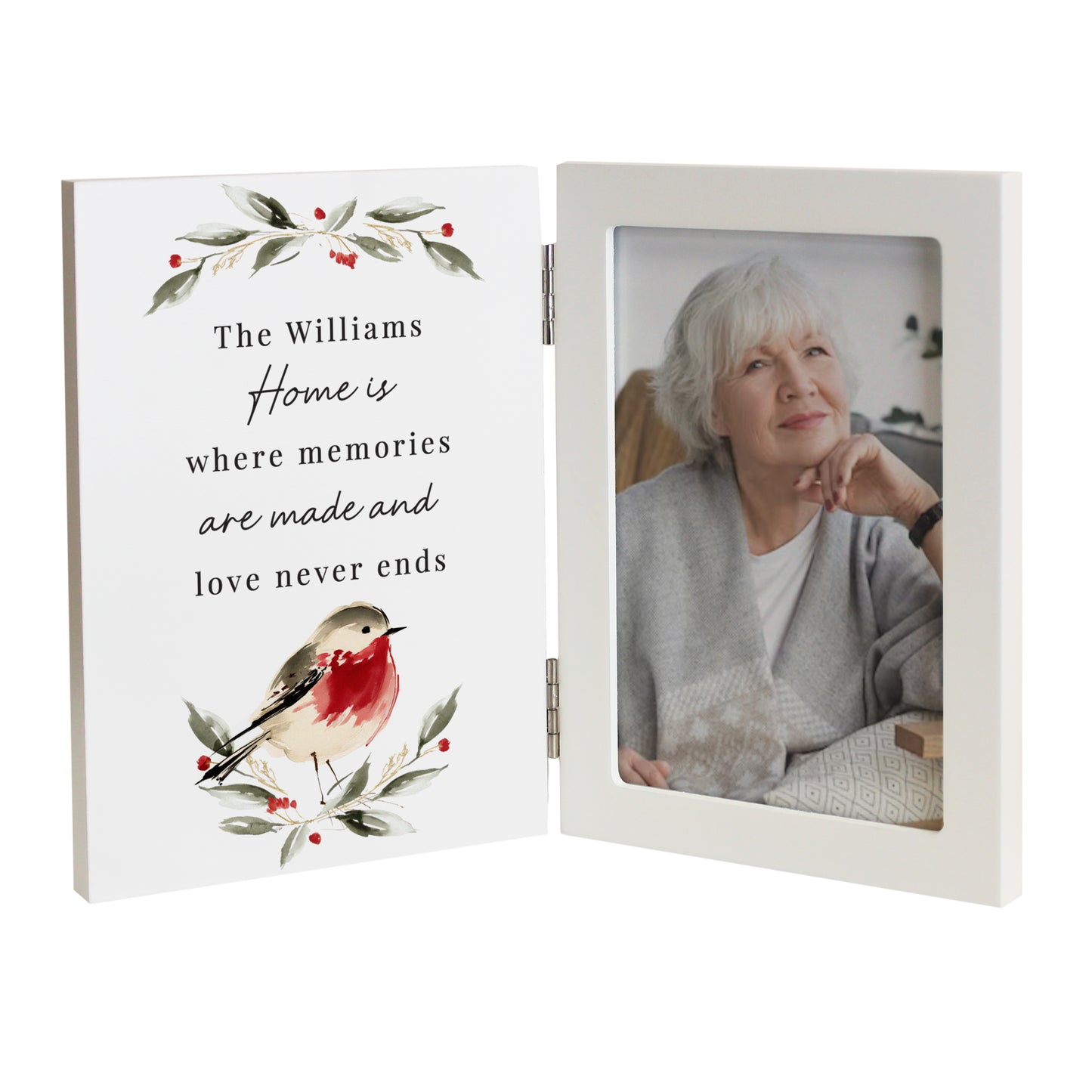 Personalised Robin Hinged Wooden Frame