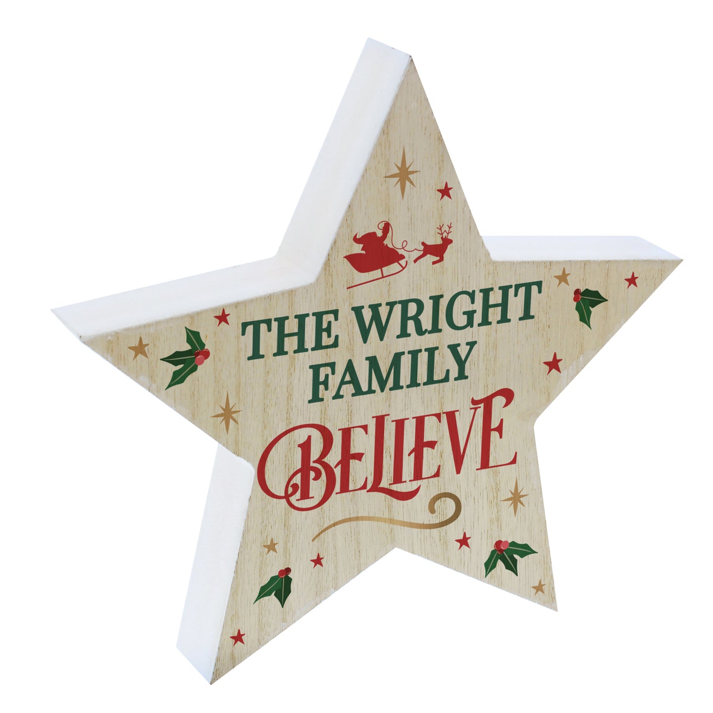 Personalised Believe Wooden Star Ornament