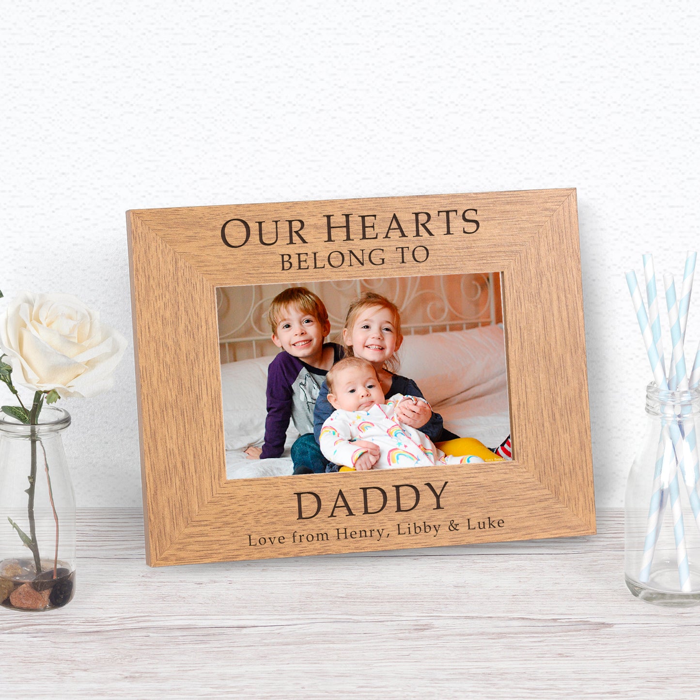 Our Hearts Belong to Daddy Wood Picture Frame
