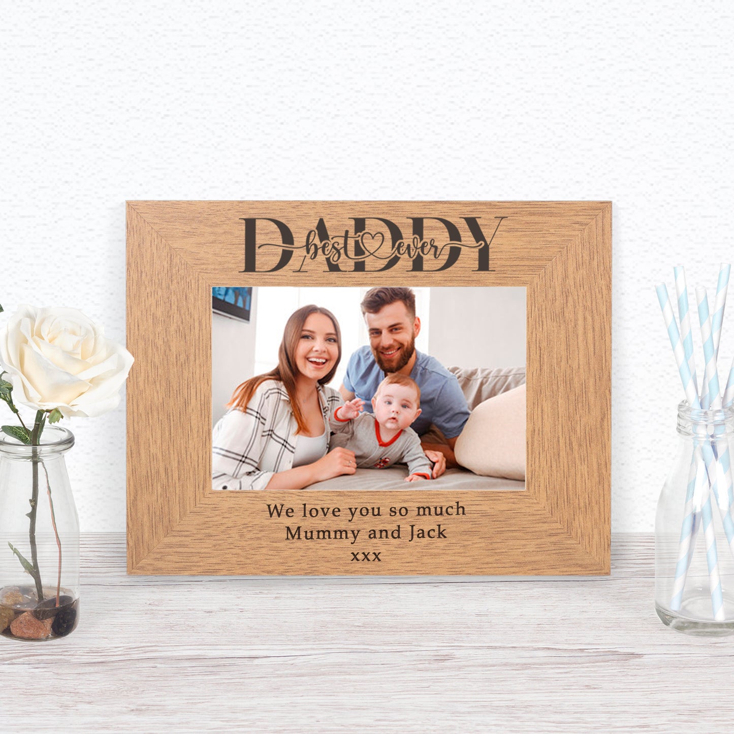 Best Ever Dad/Daddy Wood Picture Frame