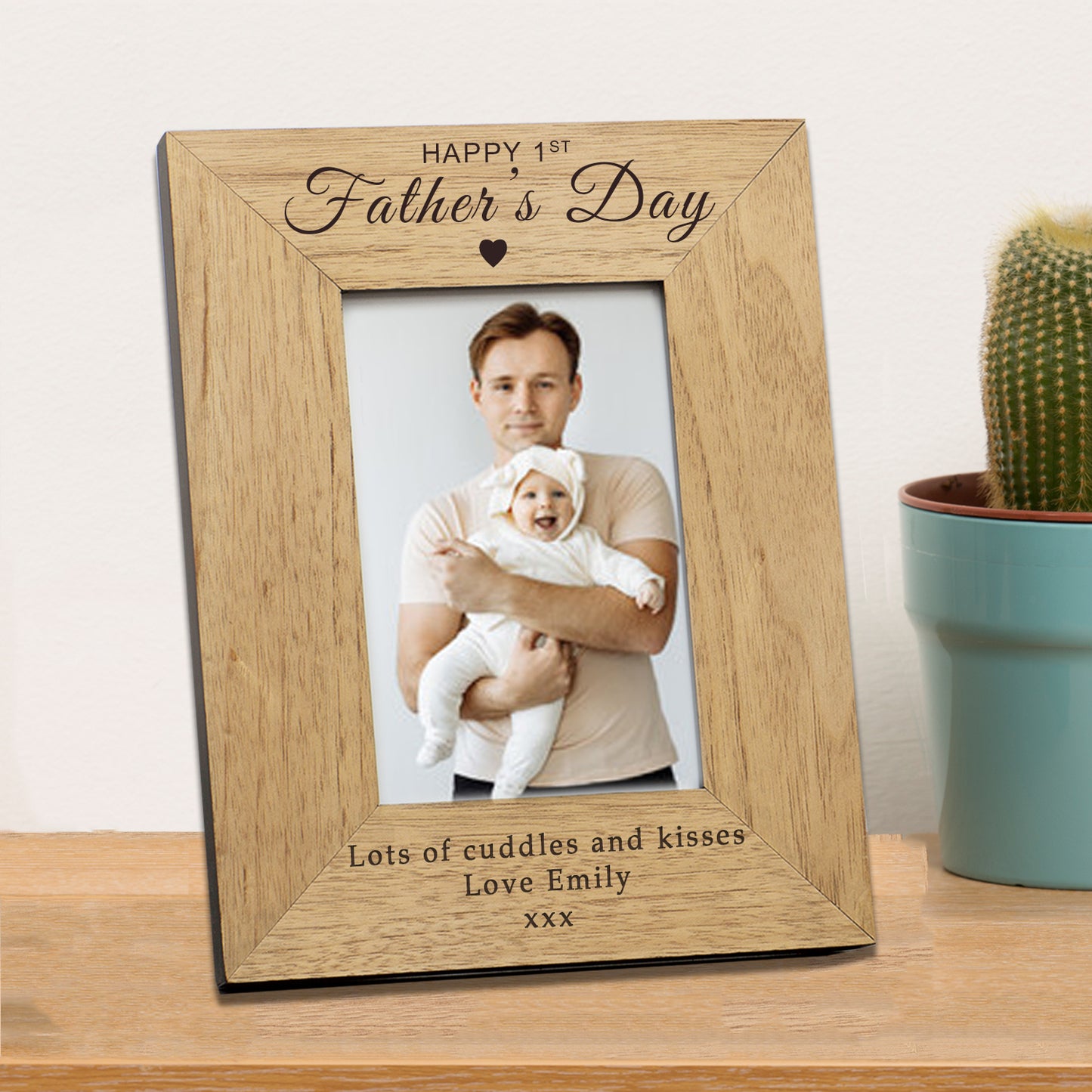 Happy 1st Fathers Day Wood Picture Frame