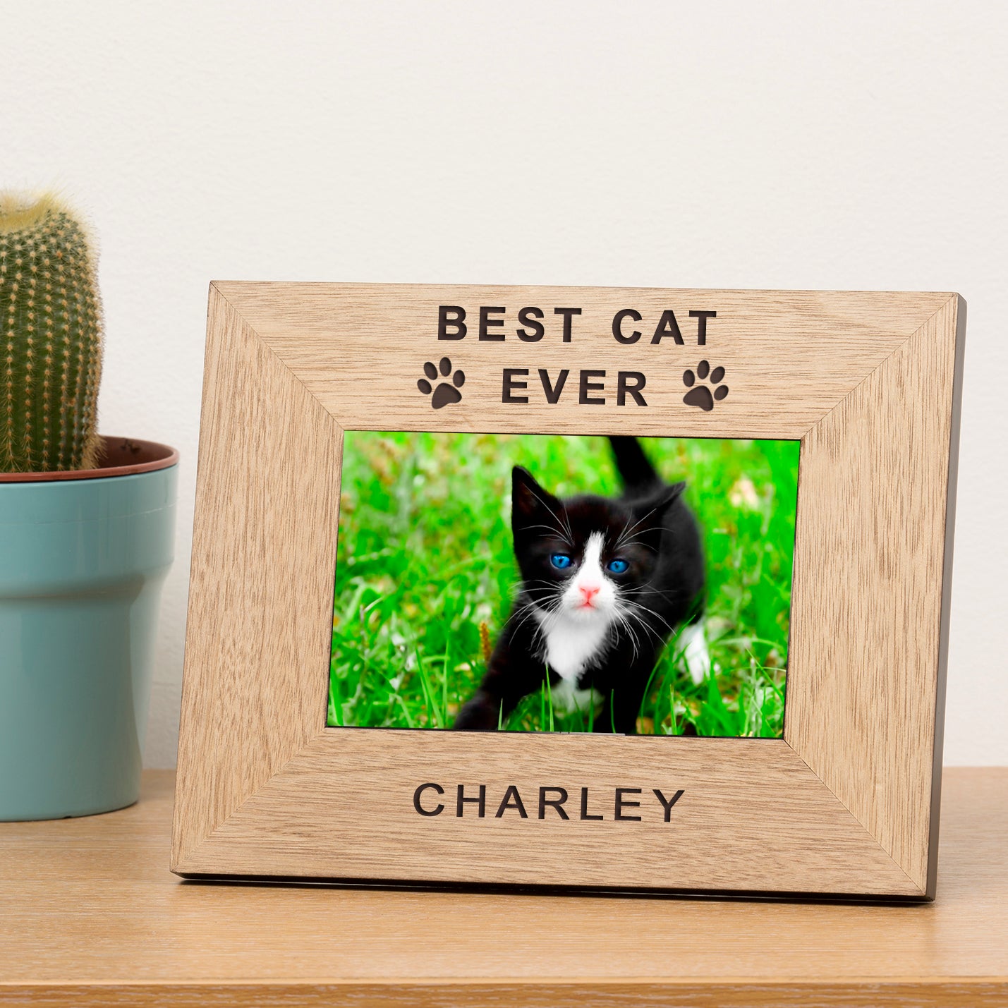 Best Cat Ever Oak Veneer photo frame