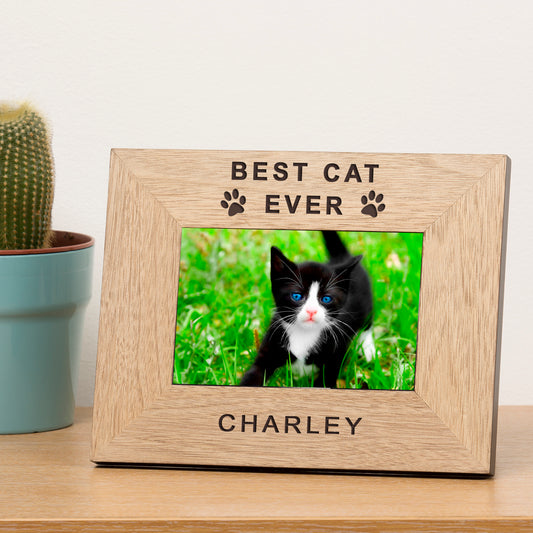 Best Cat Ever Oak Veneer photo frame
