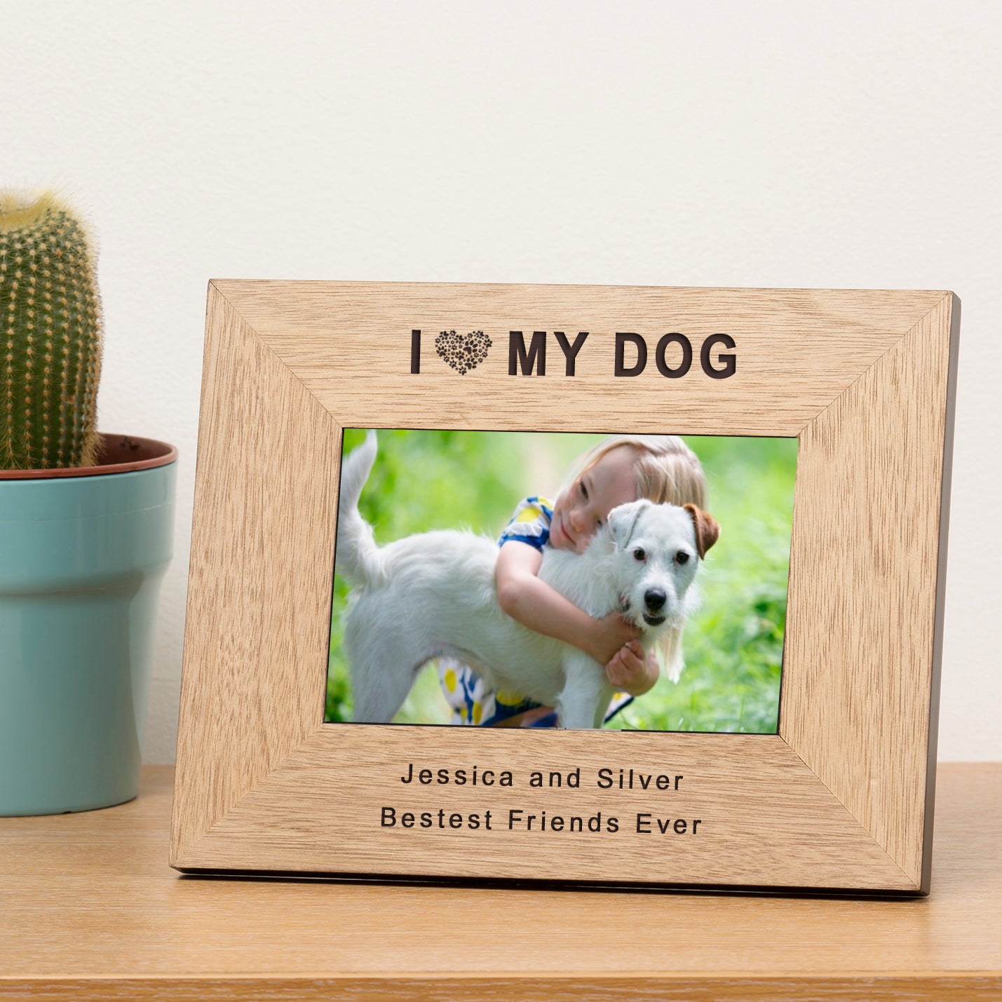 I Love My Dog Wood Picture Frame
