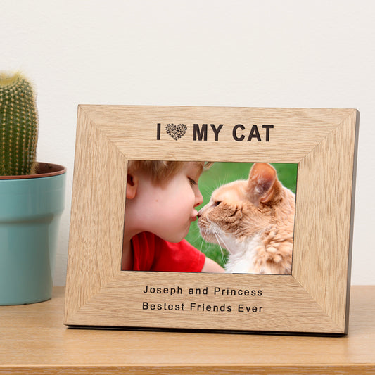 I Love My Cat Wooden Photo Frame