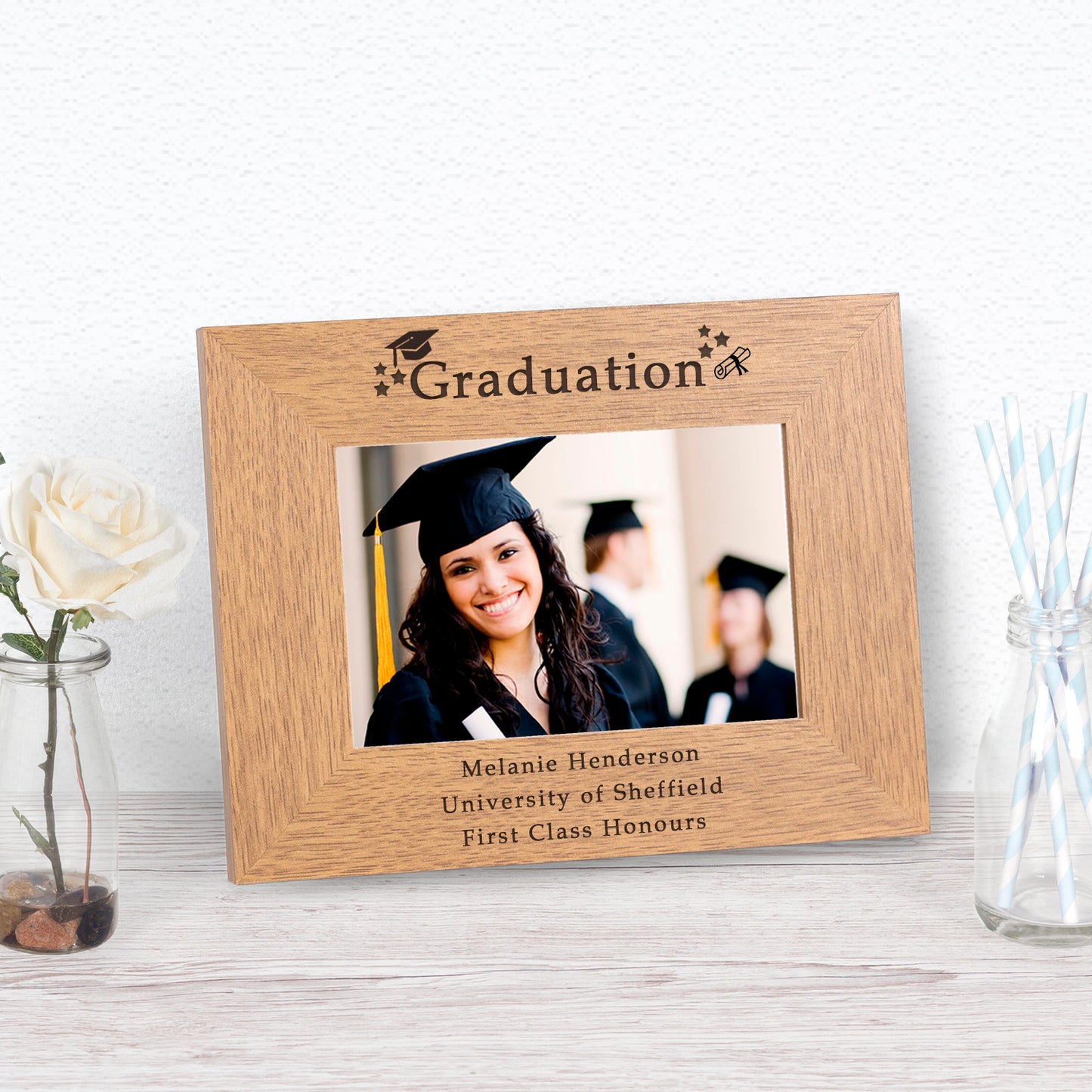 Personalised Oak Graduation Photo Frame