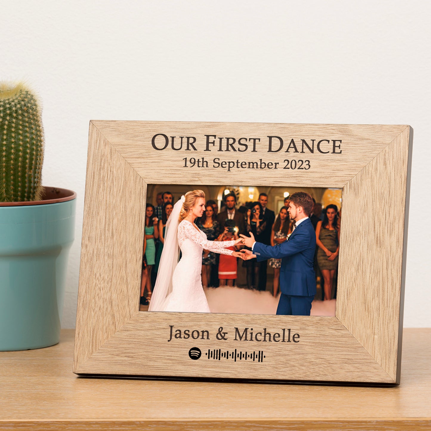 Our First Dance Wooden Picture Frame with Spotify Code – Personalised Wedding Gift