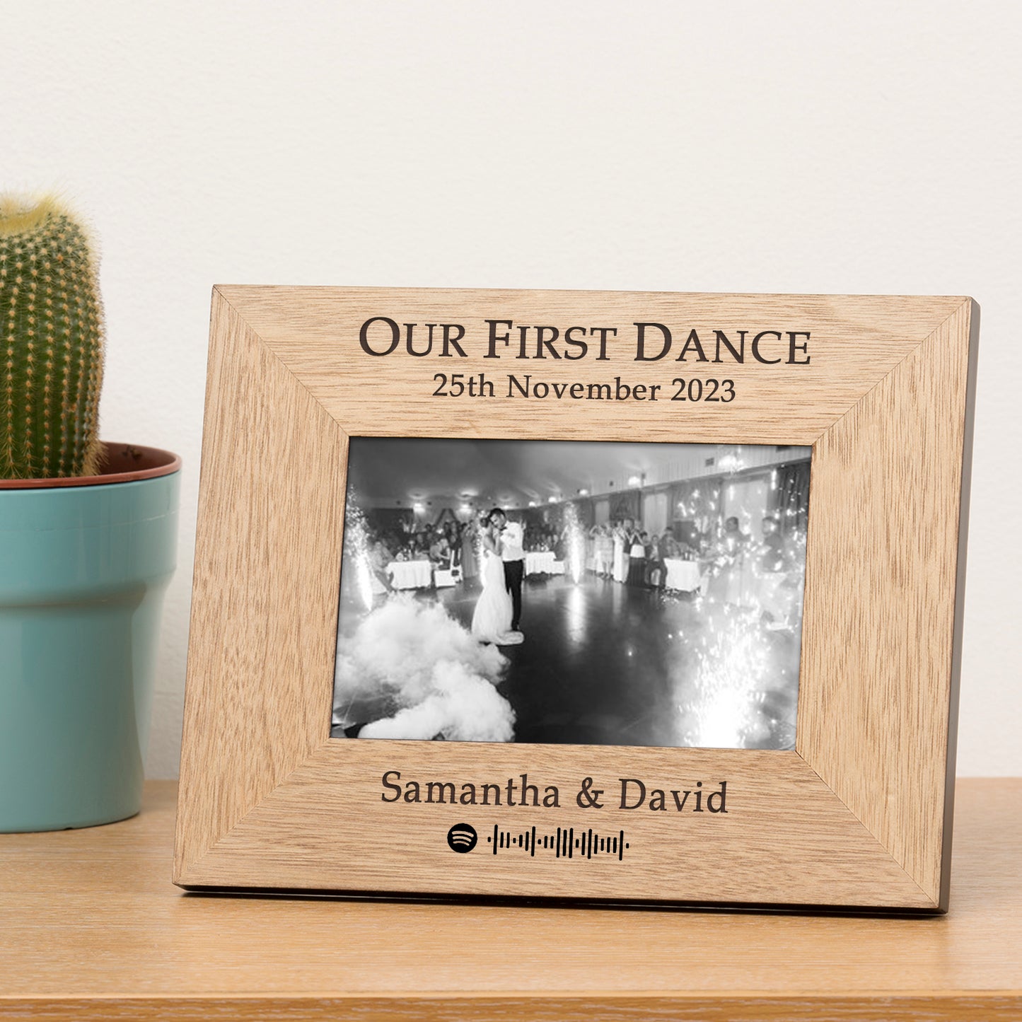Our First Dance Wooden Picture Frame with Spotify Code – Personalised Wedding Gift