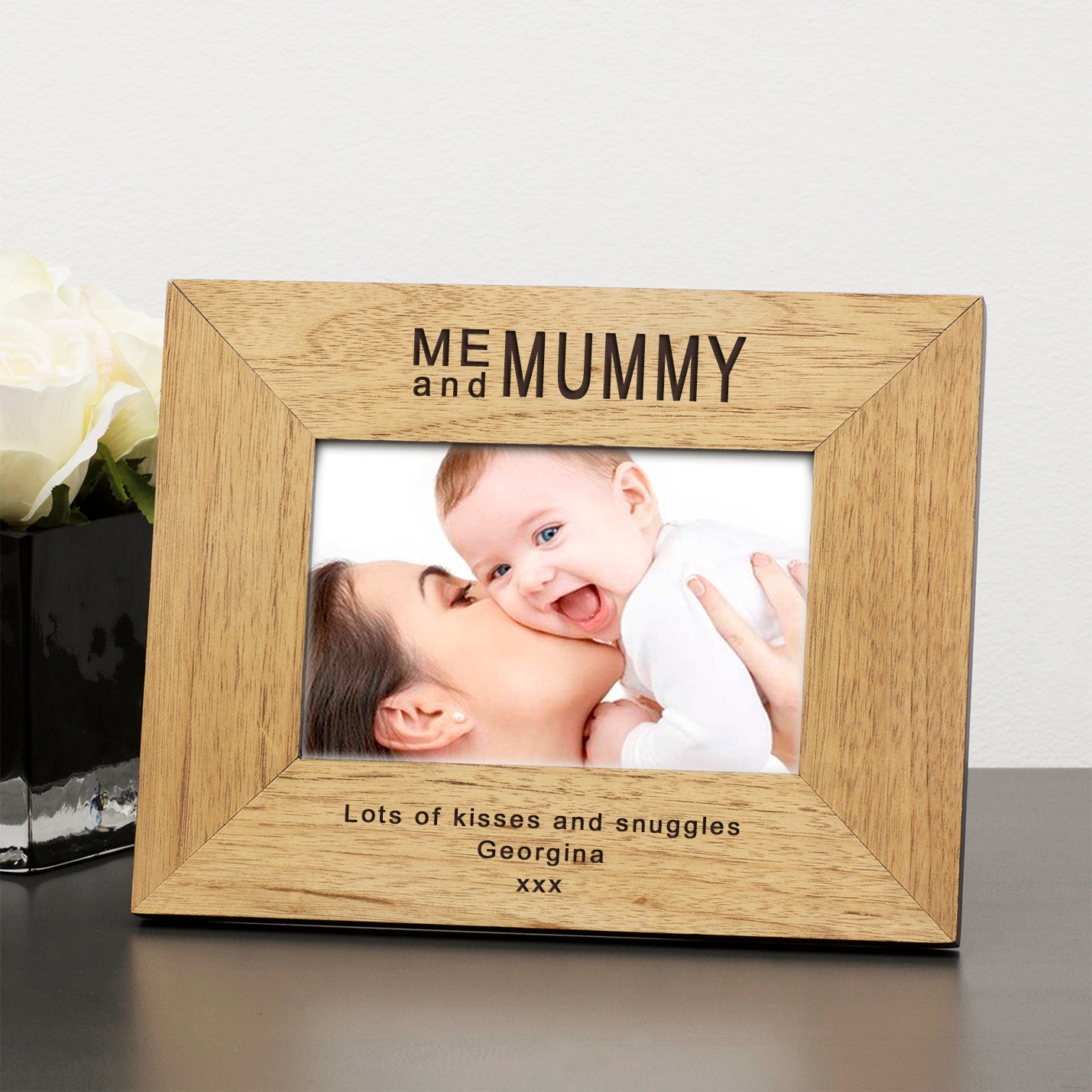 Personalised Wooden Photo Frame – “Me and Mummy” with Custom Engraving
