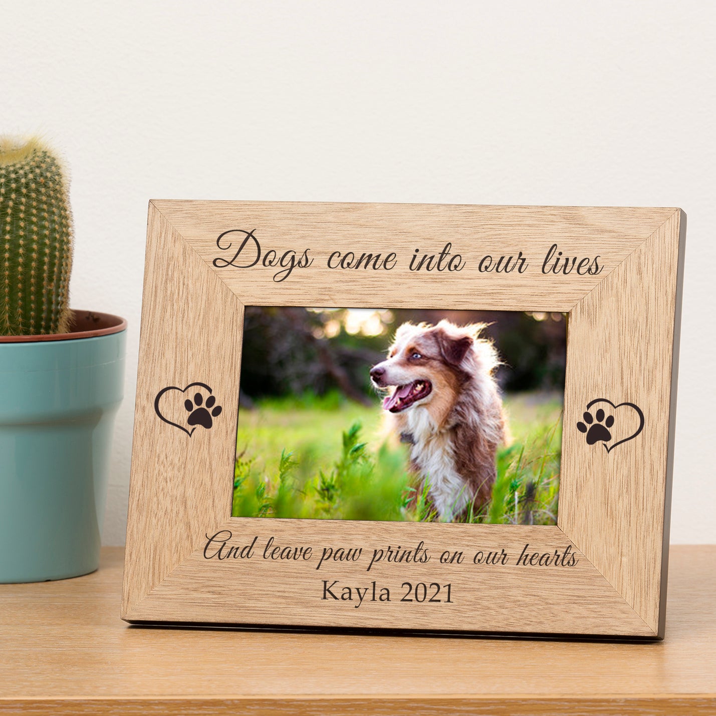 Paw Prints on our Hearts Dog Memory Wood Picture Frame
