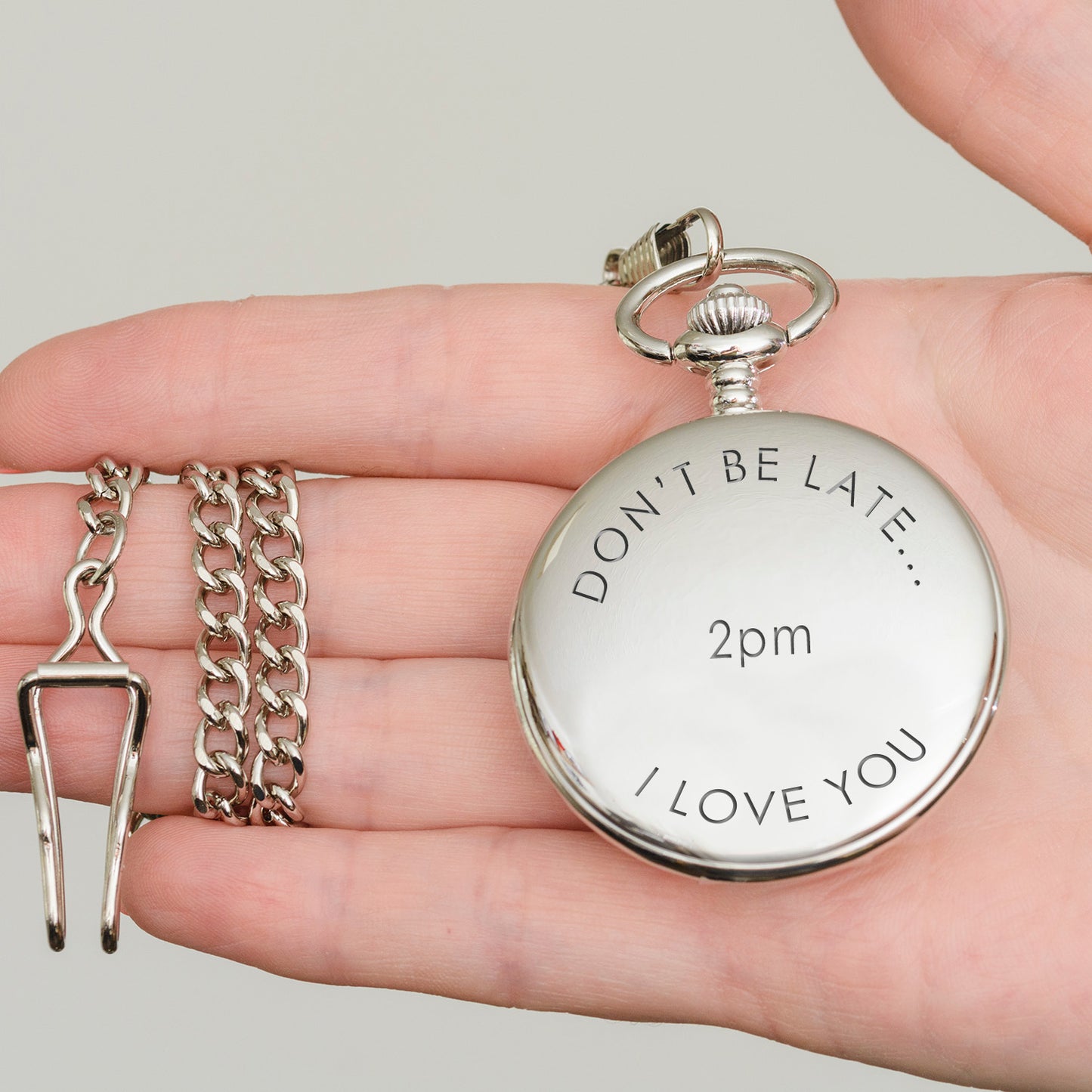 Don't Be Late Pocket Watch - Silver Finish