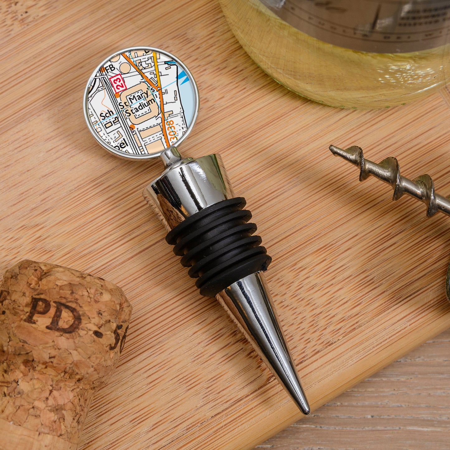 Favourite Place Bottle Stopper – Personalised Football Stadium Map gift