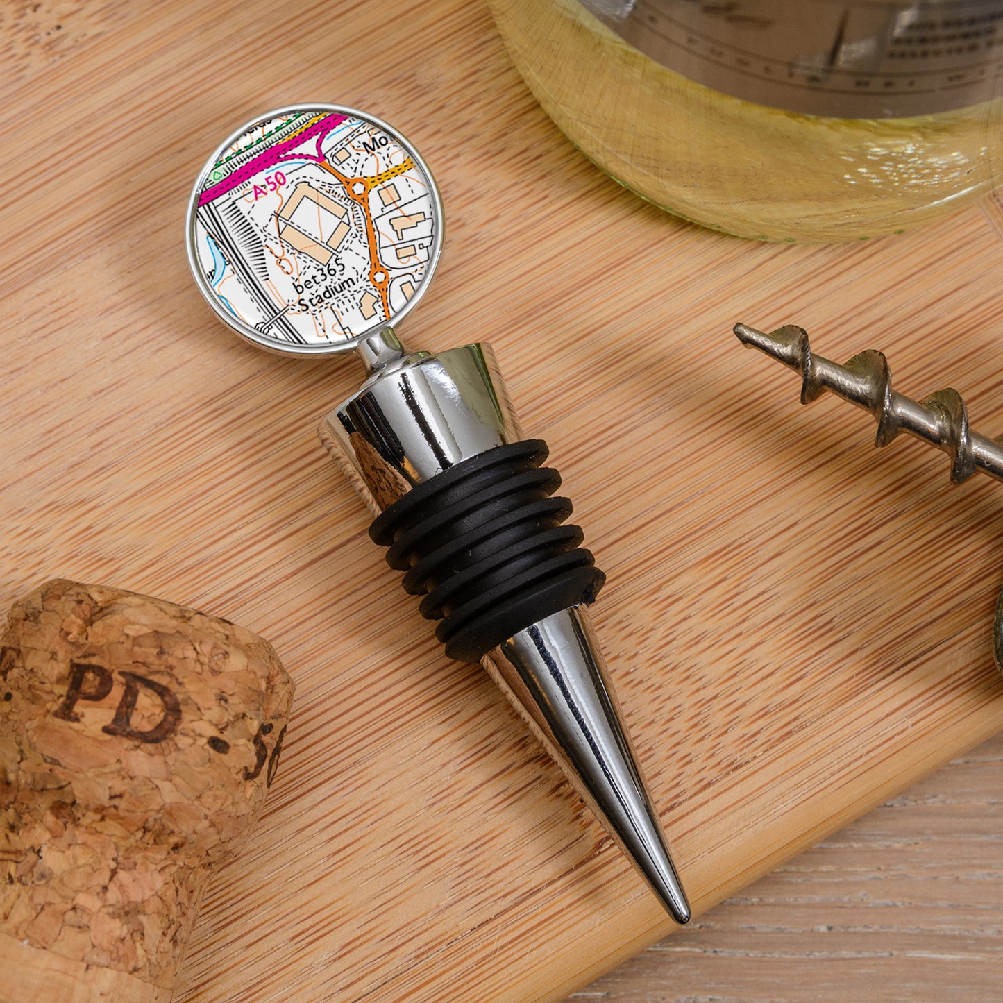 Favourite Place Bottle Stopper – Personalised Football Stadium Map gift
