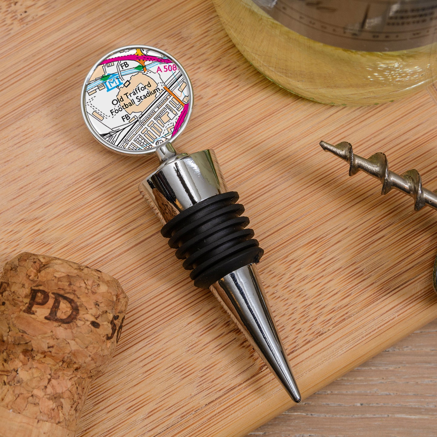 Favourite Place Bottle Stopper – Personalised Football Stadium Map gift