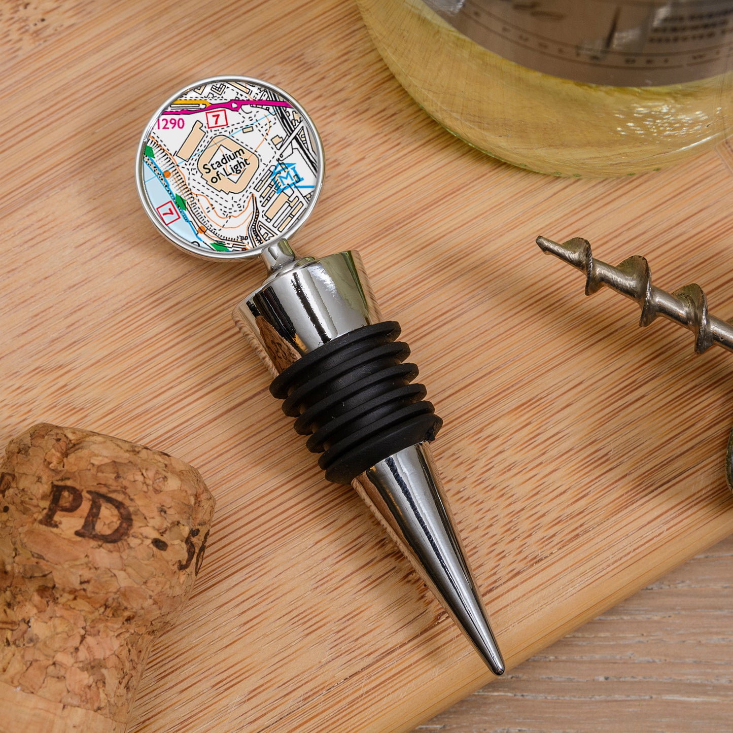 Favourite Place Bottle Stopper – Personalised Football Stadium Map gift