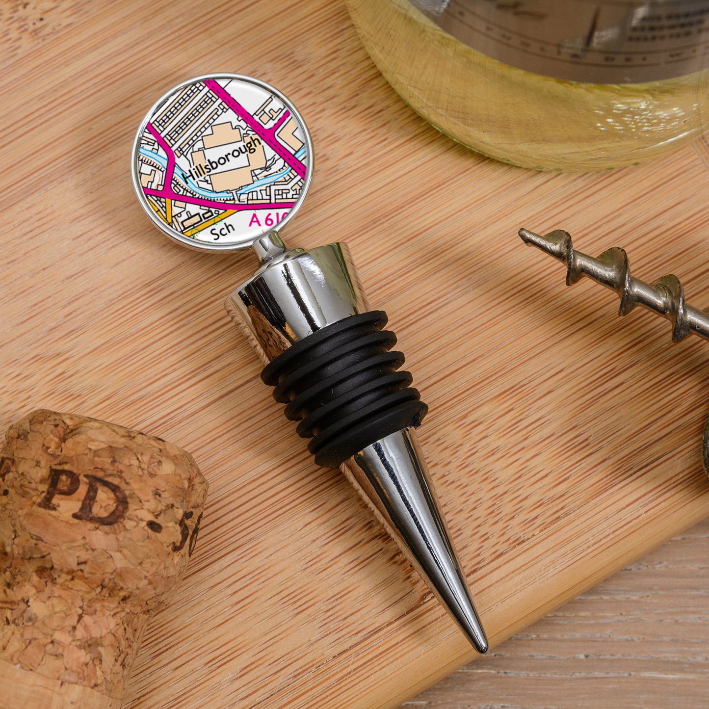 Favourite Place Bottle Stopper – Personalised Football Stadium Map gift