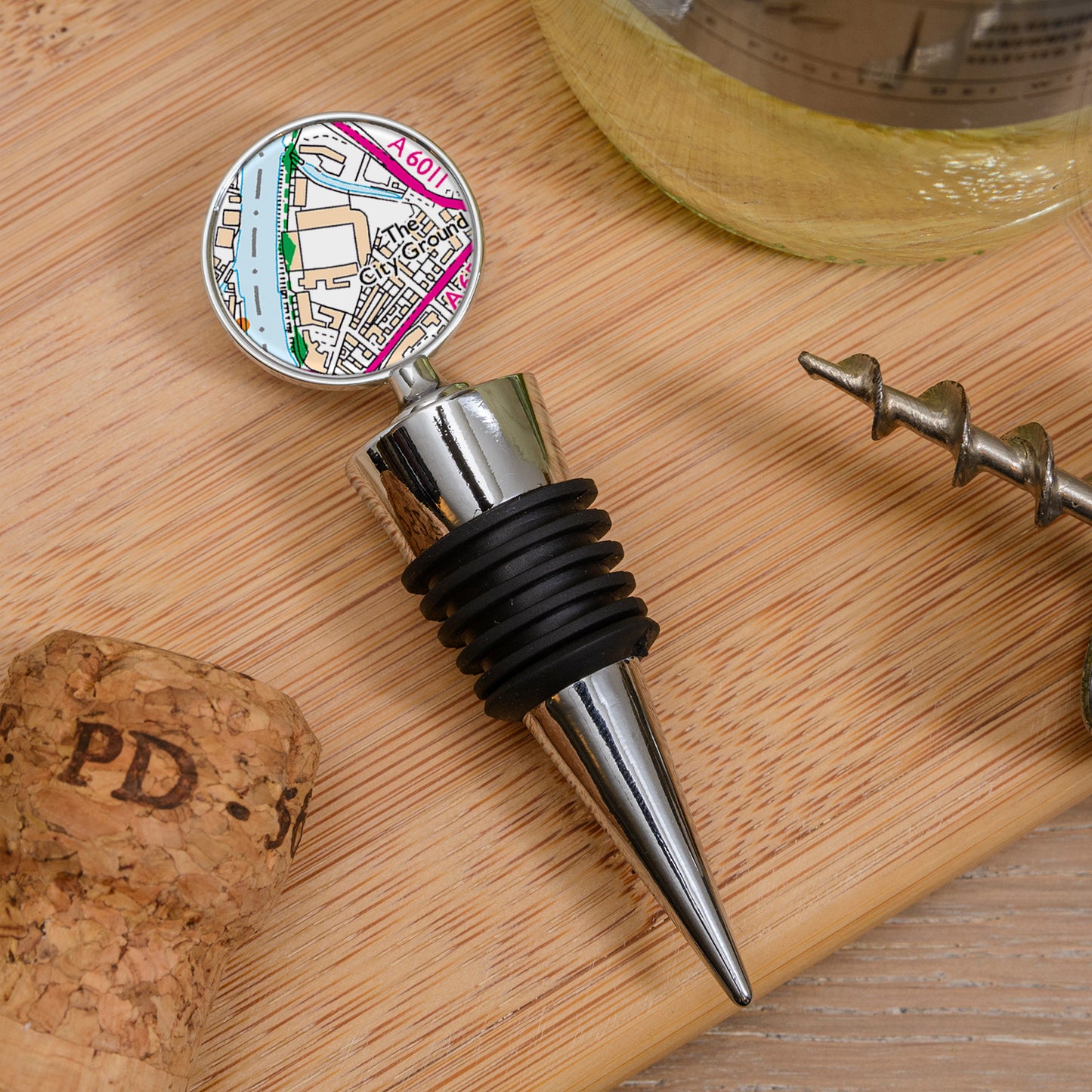 Favourite Place Bottle Stopper – Personalised Football Stadium Map gift