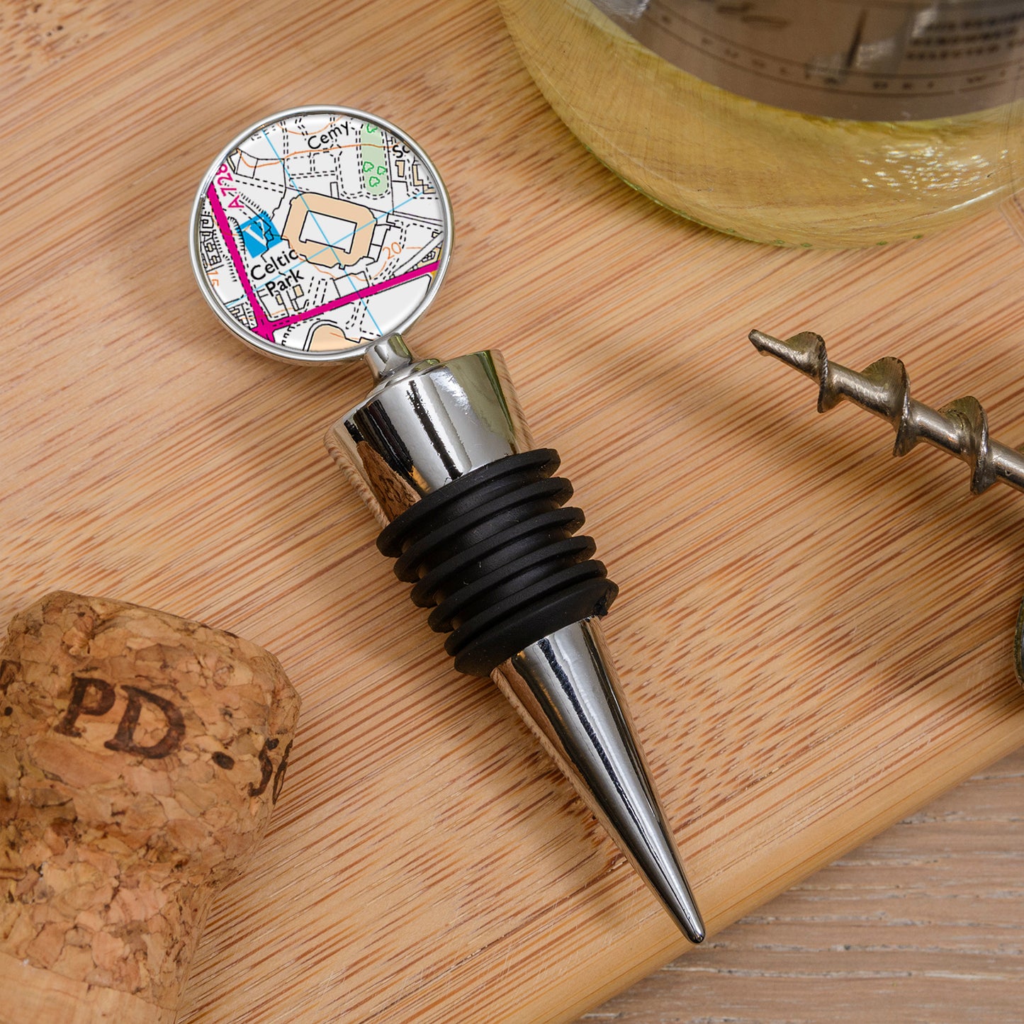 Favourite Place Bottle Stopper – Personalised Football Stadium Map gift